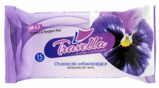 Kvetinové osviežujúce vlhčené obrúsky 15 ks Travella Ravi 9997