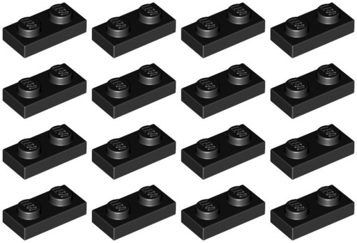 LEGO PLATE 3023 1x2 čierna NOVINKA (6g) 16 ks.