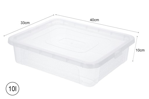 Plastová NÁDOBA 10L s vrchnákom MULTIBOX 40x33x10cm priehľadná