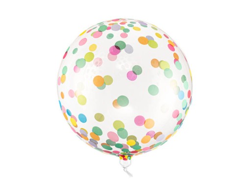 TRANSPARENTNÝ GUĽOVÝ BALÓN S FAREBNÝMI BODKAMI 40 CM