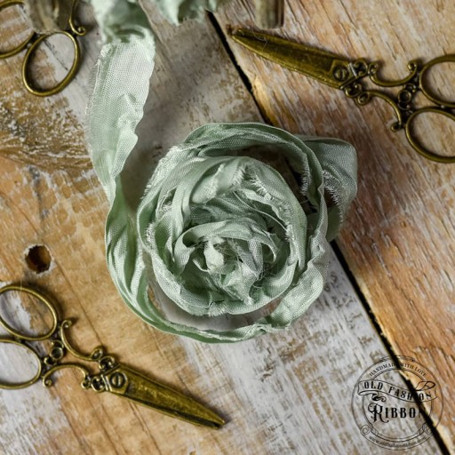 Vintage OLD FASHION RIBBON špinavá mätová stuha