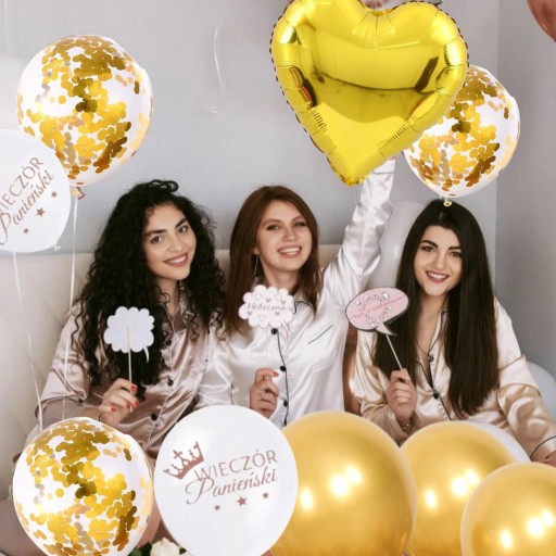 SADA ZLATÝCH BALÓNOV KONFETY BAKALÁRSKA PARTY OZDOBY BALÓN 9 KS