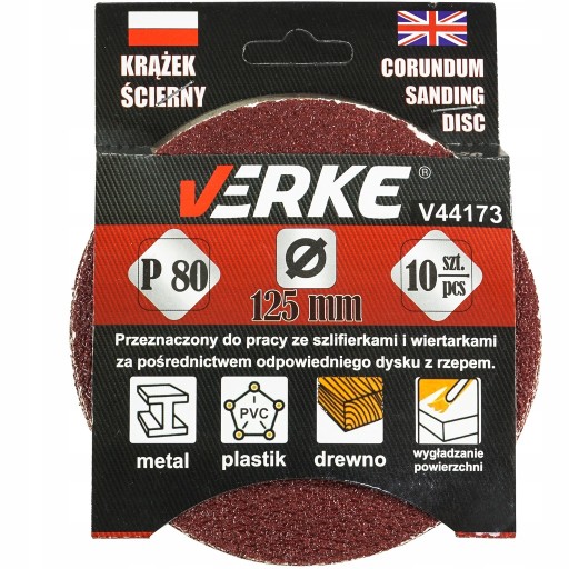 DISKOVÝ BRÚSNY DISK S BRÚSNYM KOTÚČOM NA VELCRO SADR P80 125MM 10 KS