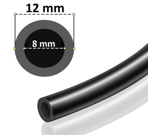 PNEUMATICKÁ HADICA PU POLYURETÁN 12 x 8 mm TEKALAN ČIERNA