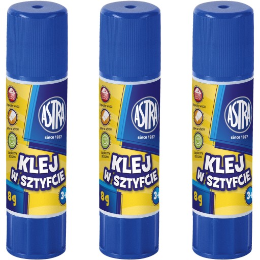 3 kusy Astra GLUE STICK 8g školská kancelária SUPER STRONG