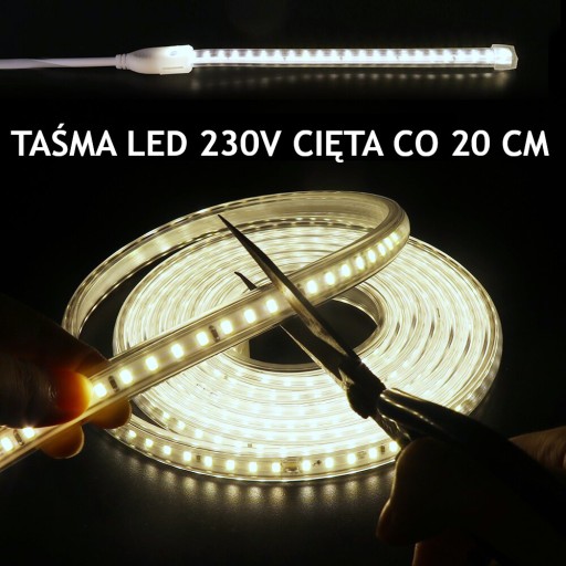 LED PÁS 230V 2835 NEUTRÁLNY REZ KAŽDÝCH KLIKNUTÍ 20 CM