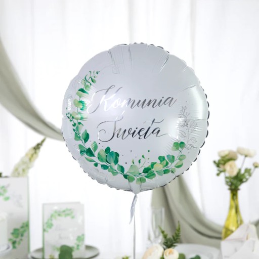 Sväté prijímanie fóliový balónik Eukalyptus strieborný 45 cm 1 KUS