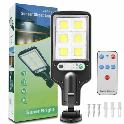 VÝKONNÁ LED SOLARNÁ LAMPA, SNÍMAČ POHYBU SÚMRAK