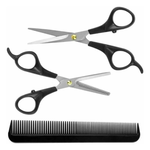 Kadernícke nožnice Hrebeň pre riedenie vlasov Barber Set 3v1