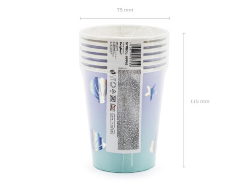 POHÁRKY mušle NARWAL mušle 220ml 6ks k narodeninám ročného dieťaťa