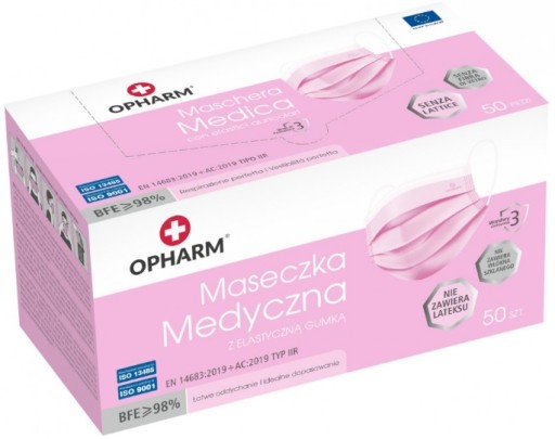 MASKA OCHRANNÁ MASKA 3 VRSTVOVÁ RUŽOVÁ 50 ks