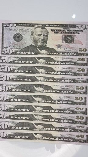 50 dolárové bankovky pre zábavu a učenie, balenie 10 kusov