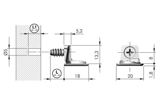 POLIČNÝ KONEKTOR PK2 gr. 16mm *IT* /C010001525/ /C010001496/