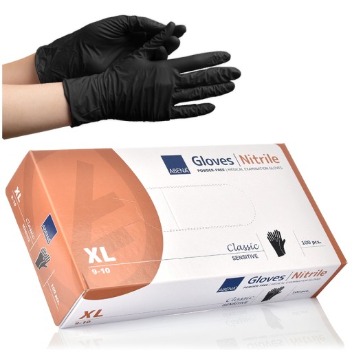 Abena čierne nitrilové rukavice, veľkosť XL 100