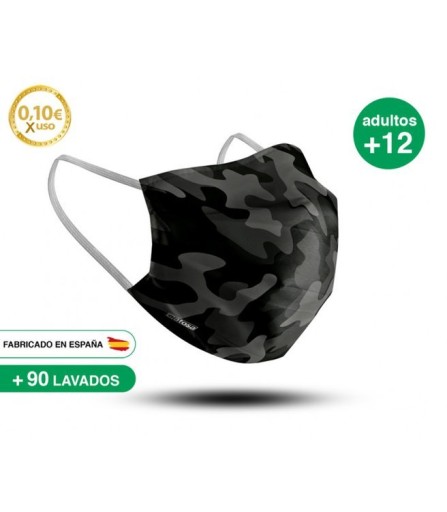 Opakovane použiteľná maska 12+, Sivá kamufláž, Kiokids