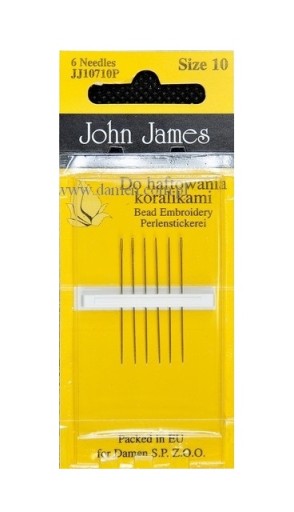 Korálkové vyšívacie ihlice 6 ks John James, veľkosť 10, tenké
