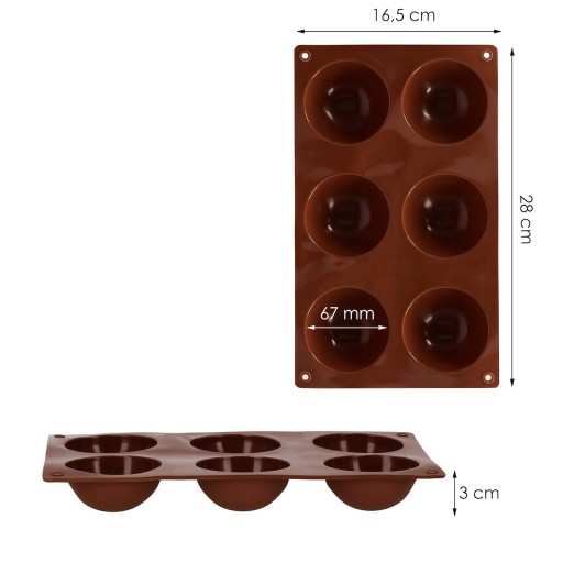SILIKÓNOVÁ FORMA NA PEČENIE MUBLÍ ČOKOLÁDOVÉ MONOPORCIE VEĽKÉ POLOVIKY 6x