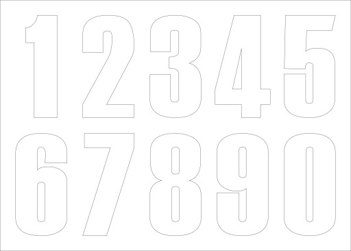 ŠTARTOVNÉ ČÍSLO NÁLEPKA Č. 2 100mm BIELA 3KS rovná