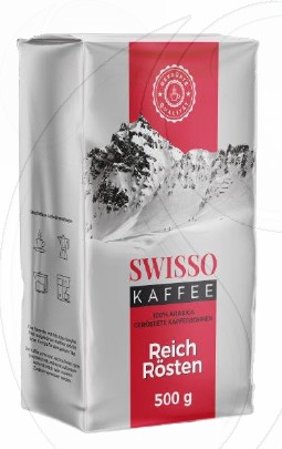 MLETÁ KÁVA SWISSO KAFFEE REICH ROSTEN VYVÁŽENÁ A JEMNÁ CHUŤ 500g