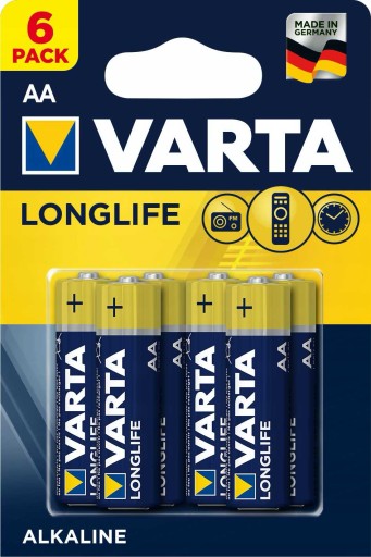 Alkalické batérie VARTA Longlife LR6/AA, 6 kusov