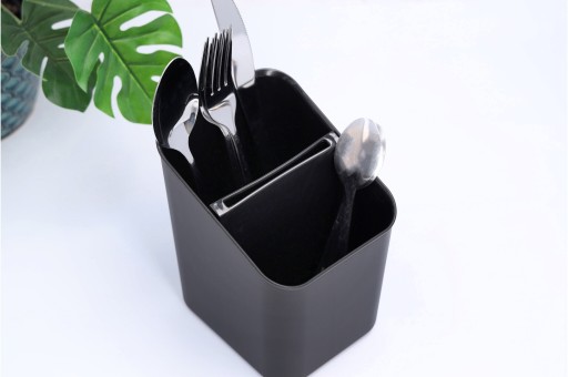 ČIERNY ZÁSOBNÍK NA PRÍBORY ORGANIZÁTOR A SUŠIČKA ODNÍMATEĽNÁ VLOŽKA 14x11x16 CM