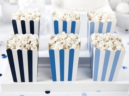 Popcorn krabičky sladkosti cukríky narodeninové krabičky pruhované 12,5cm 6 ks