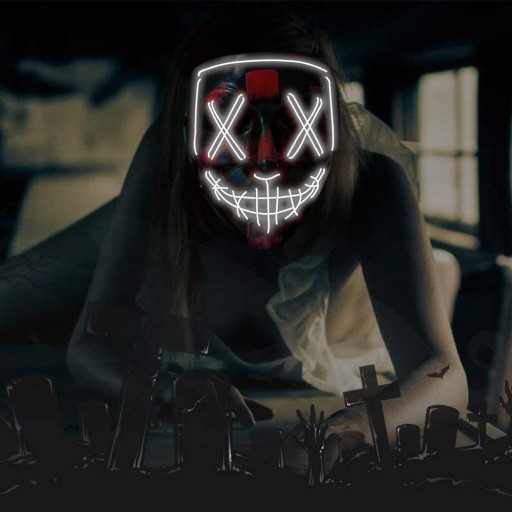 PURGE LED MASKA NA SILVESTRA SVIETIACA LED DISPOSSIEM S PARTY NA DIAĽKOVÉ OVLÁDANIE