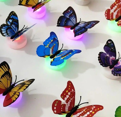 Samolepiace LED LAMPY BUTTERFLY 3D FAREBNÉ motýle 02-10