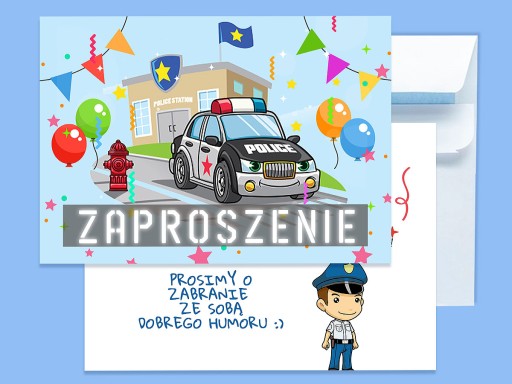 POLICAJNÁ POZVÁNKA POLICAJNÉ AUTO NA NARODENINY DIEŤAŤA + OBÁLKA ZDARMA