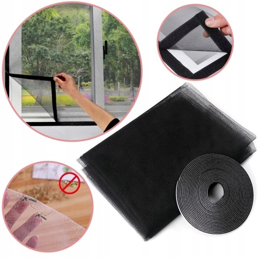 Okenná sieťka proti hmyzu STRONG SOLID BLACK 150x180 cm + suchý zips