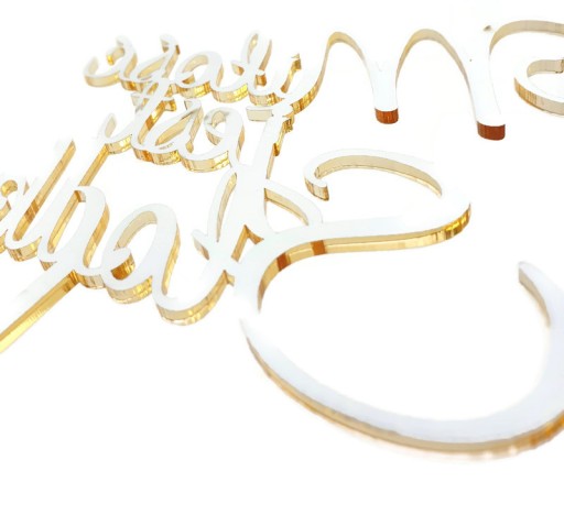 Topper nápis Love is sweet gold gold mirror