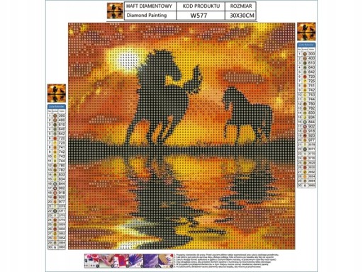 Diamantová výšivka SUNSET Mozaika Diamantový obraz KONÍ 5D 30x30cm
