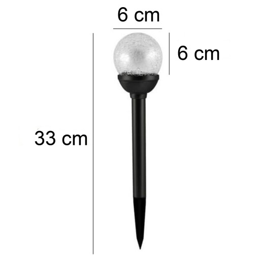 LED solárne záhradné svietidlo so sklenenou guľou