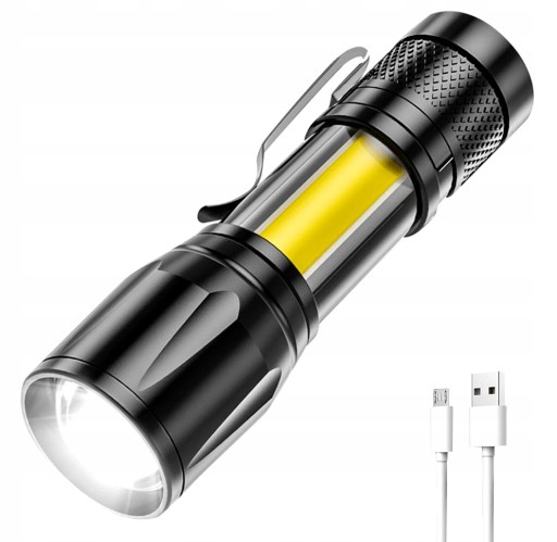 VÝKONNÉ MALÉ MEGA TAKTICKÉ COB ZOOM NABÍJACIE SVETLO NA KAMPOVANIE LED USB