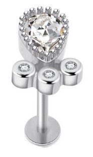 Labret Ear Stud Crystal SS316L 1,2/8
