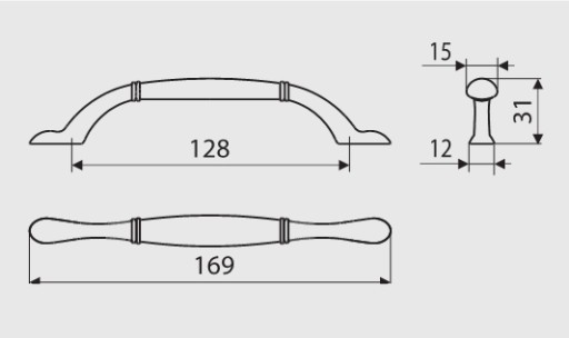 GAMET UR49 staromosadzná nábytková úchytka 128mm