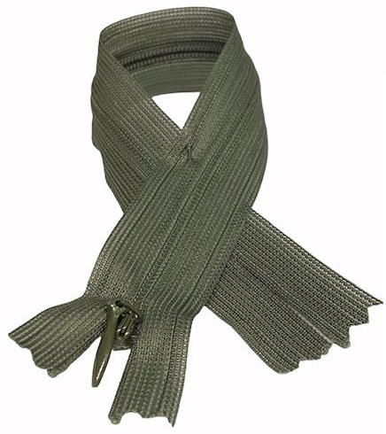 Pevný vnútorný zips. zelená 22 cm