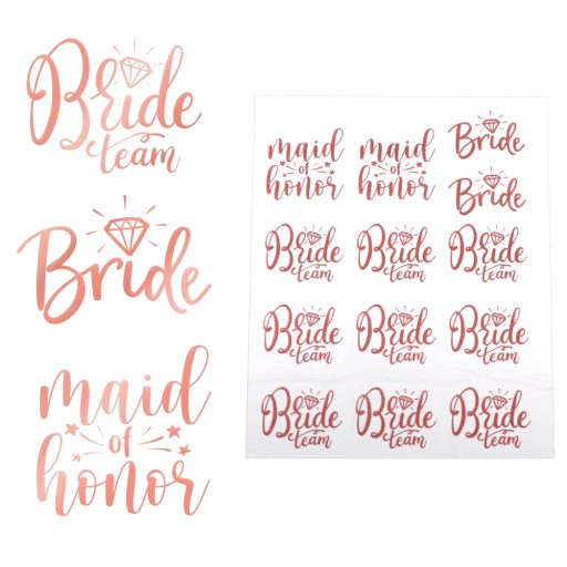 Bride to Be umývateľné tetovanie ružové zlato na slepačiu párty 13 ks