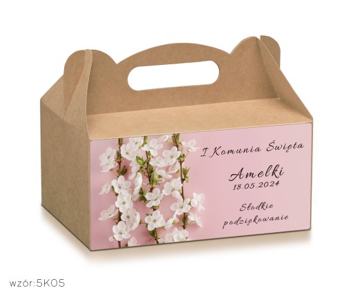 Kraftové krabičky na prijímanie na koláč svätého prijímania. + personalizácia