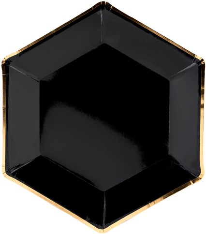 Papierové taniere BLACK GOLD 23 cm 6 ks na NARODENINY Silvestra