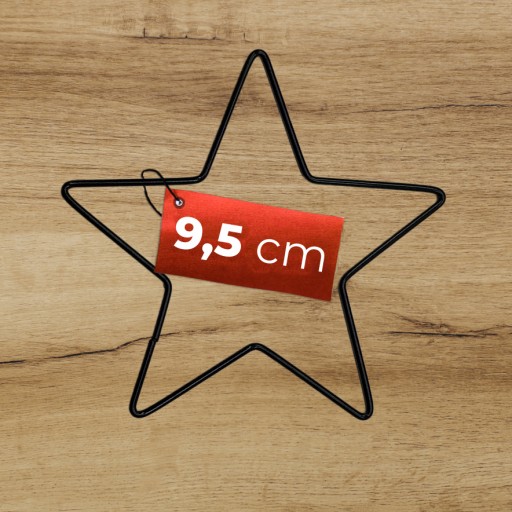 Kovová hviezda ČIERNA 9,5 cm, drôtený podstavec