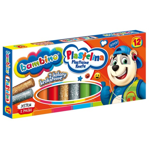 PLASTIKINA - 12 farieb (2 trblietavé) - BAMBINO
