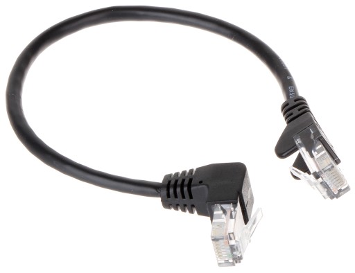 CAT 5e prepojovací kábel 1x90 U/UTP 0,25 m čierny