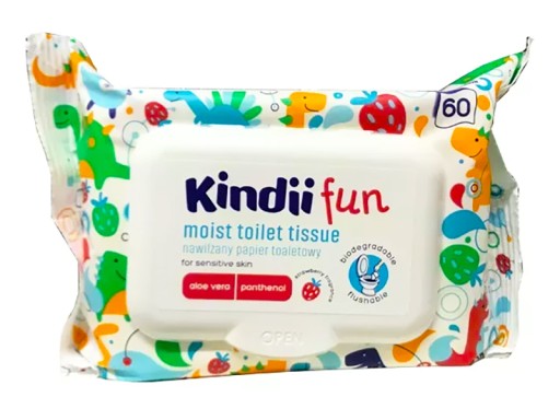 Kindii fun MOISTURIZED Voňavý TOALETNÝ PAPIER VLHČENÉ 120 obrúskov