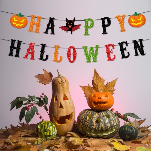 VEĽKÉ HAPPY HALLOWEENOVÉ GARLANDY FAREBNÉ DEKORÁCIE REŤAZOVÉ PRÍVESKY 17 EL