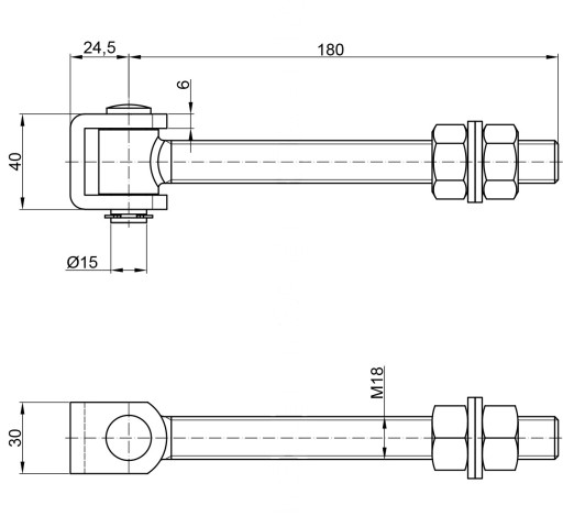 NASTAVITEĽNÝ PÁN M18 L-180 mm pre bránu GLVANIZOVANÉ ZVÁRANIE