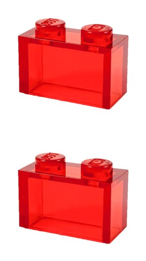 LEGO Brick 1x2 Trans Red 3065 6244905 - 2 ks