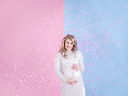 RUŽOVÁ KONFETTIOVÁ STRÚĽKA PRE JEDNOROČNÉ DIEVČATÁ GENDER REVEAL 60 CM