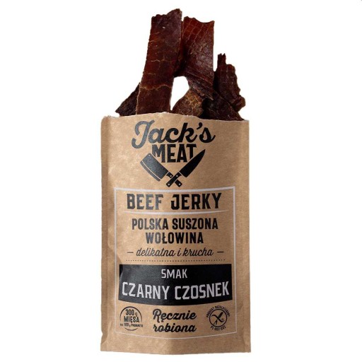 JACK'S MEAT Polska Sušené hovädzie Jerky príchuť ČIERNY CESNAK 30G