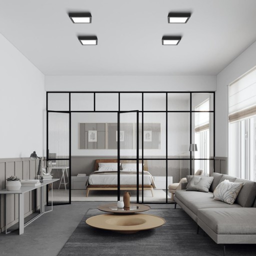 Prisadený LED panel 18W NW čierny 17,5x17,5cm stropné svietidlo Plafon štvorcové